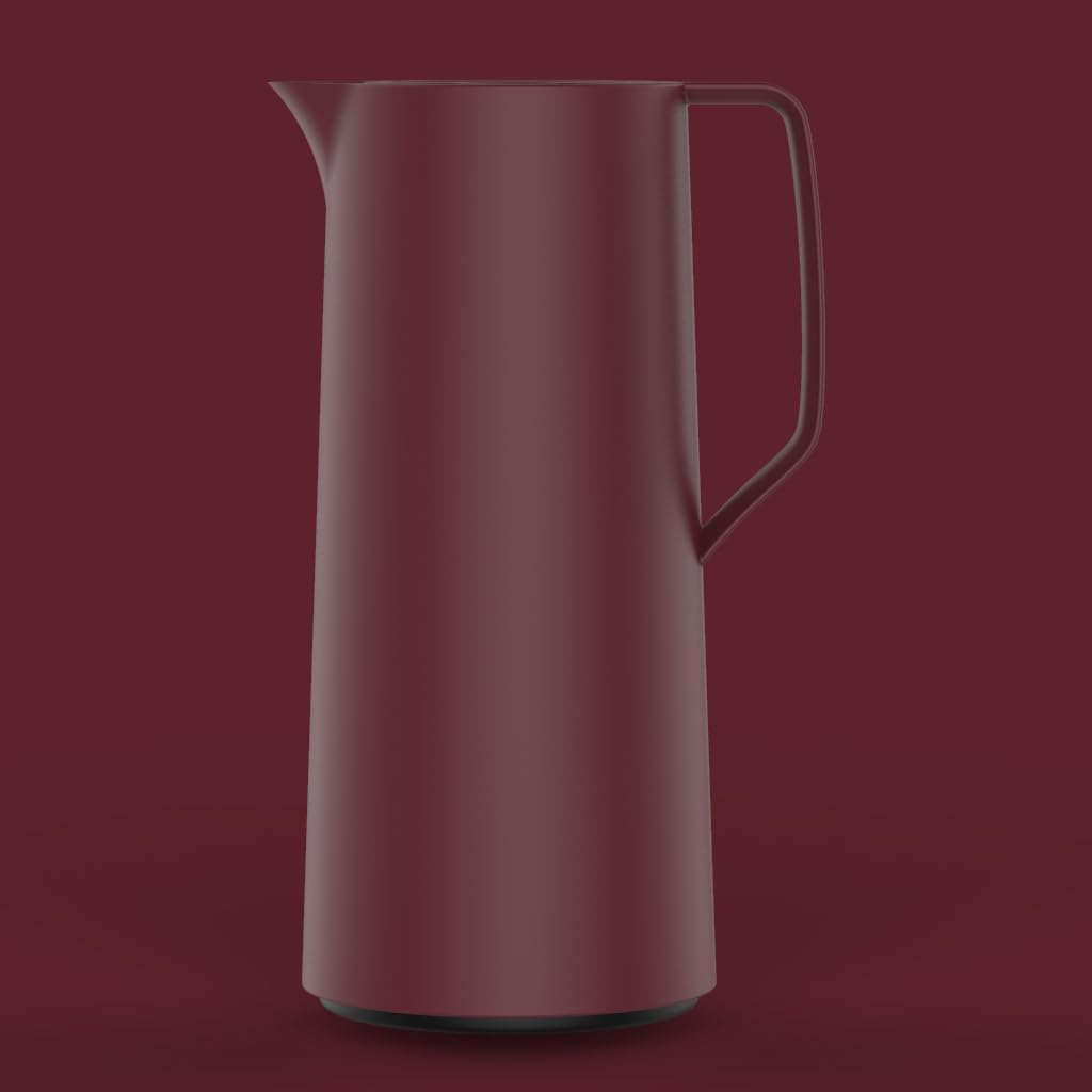 Emsa Motiva Isolierkanne, 1 Liter, Quick-Press-Verschluss, 12h heiss, 24h kalt, Glaskolben, Made in