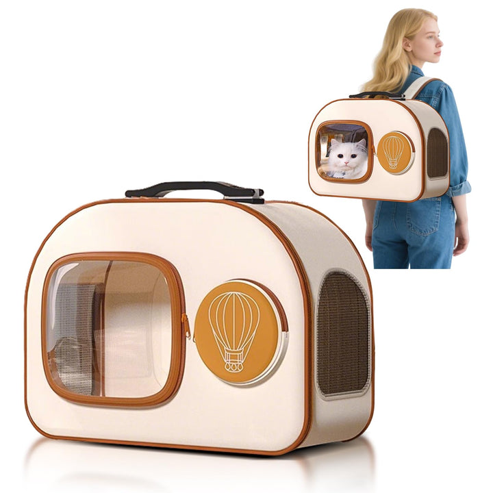 PETCUTE Hundetransportbox mit Rollen,Faltbarer Katzenrucksack mit Innerer Sicherheitsleine,Tragbar u