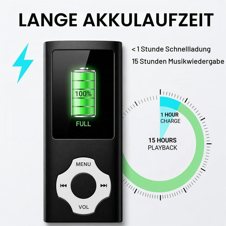 MP3 Player 32GB mit MicroSD Karte, Tragbarer MP4 Musik Player mit 1,8 Zoll Farbdisplay, HiFi Musikpl