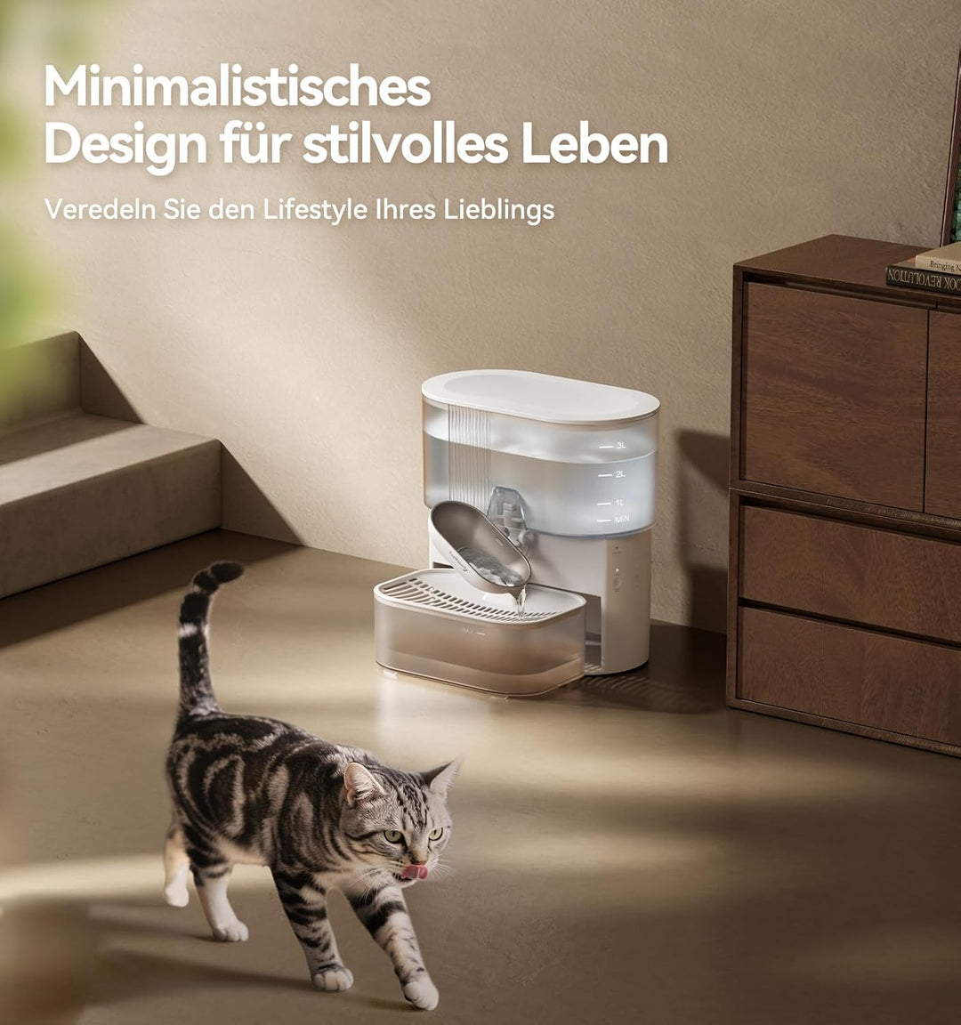 FEELNEEDY Katzenbrunnen Kabellos Ohne Filter|Trennung von Frisch und Abwasser|Trinkbrunnen für Katze