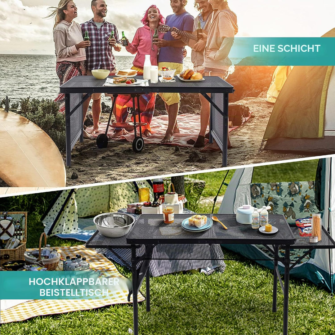 Nice C Campingtisch, Tisch für Grill, Klapptisch Campingtisch, Kartentisch Verstellbare Höhe & Breit