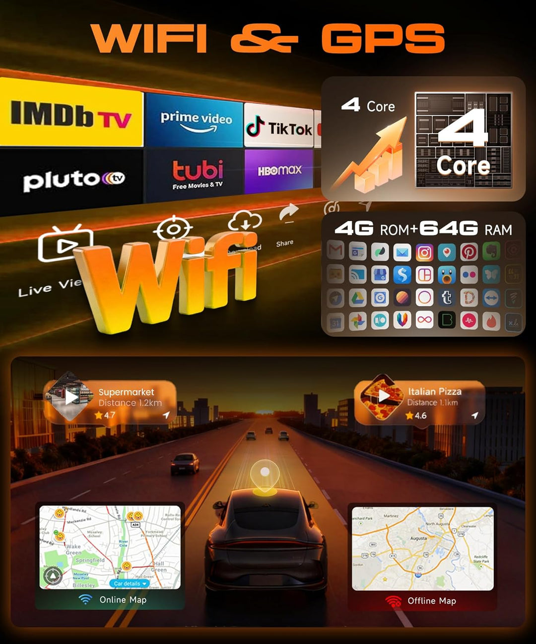 Rimoody 4G+64G Android Autoradio für Toyota Yaris/Vitz/Platz 2005-2011 mit Wireless Carplay Android