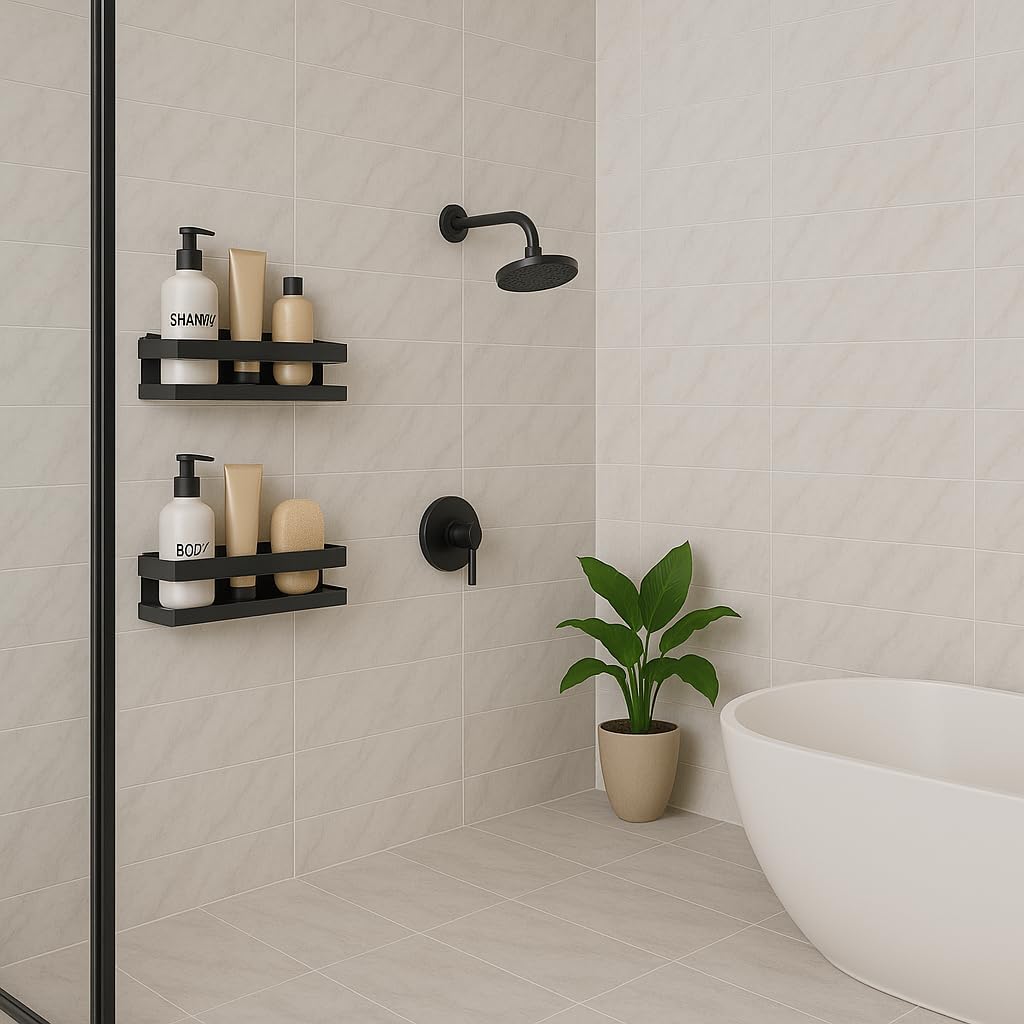Duschkorb - Badezimmerregal - Duschregal - Shampoo-Halter Ohne Bohren - Rechteckiger Badezimmer-Orga