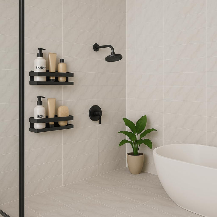 Duschkorb - Badezimmerregal - Duschregal - Shampoo-Halter Ohne Bohren - Rechteckiger Badezimmer-Orga
