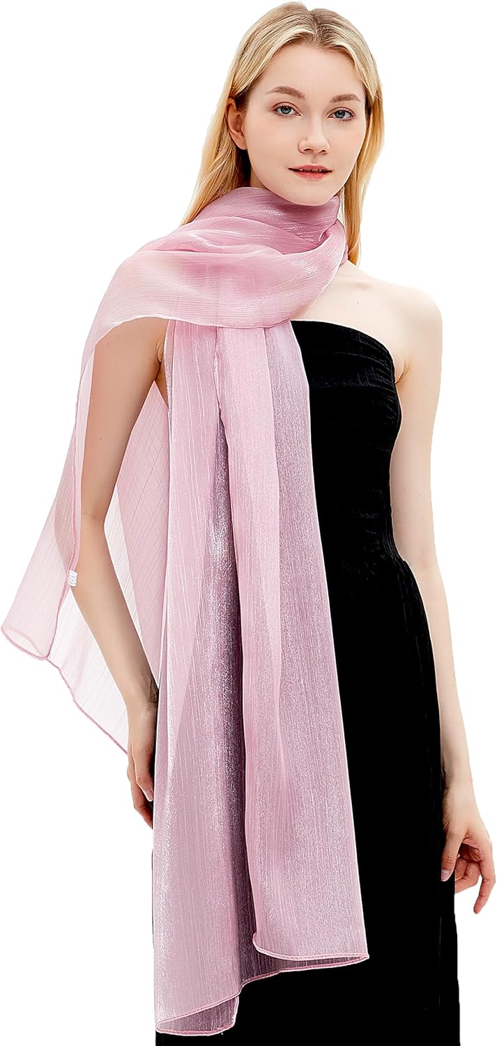 Gragengs Damen Schals und Wraps für Abendkleider Leichte Sheer Crepe Tücher Shimmer Hochzeit Party S