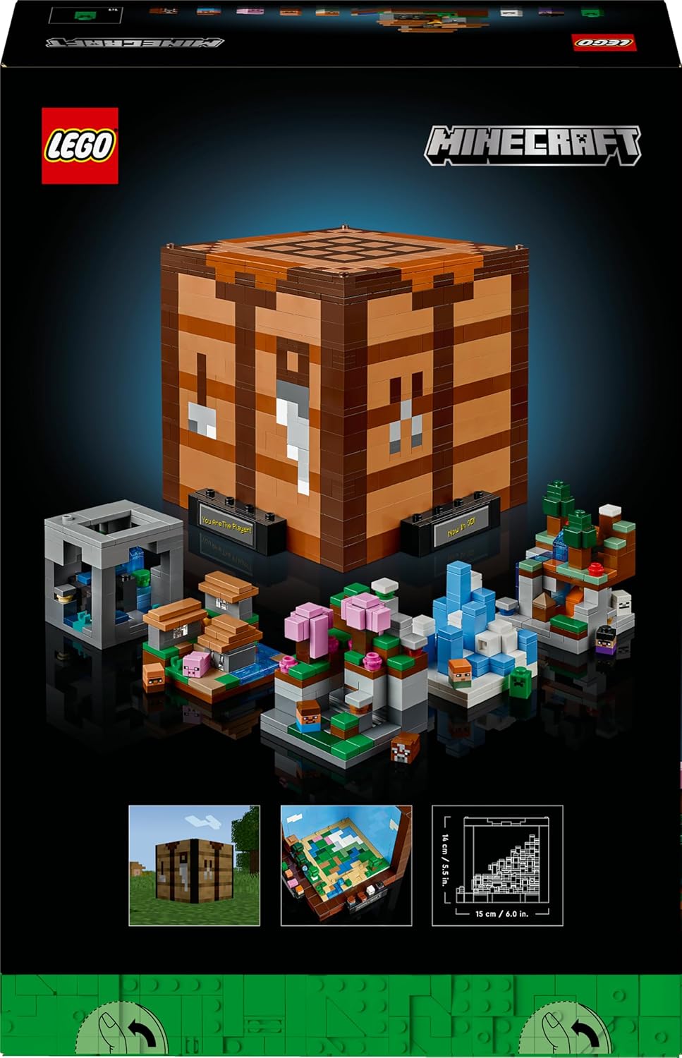 LEGO Minecraft Die Werkbank Bauset, Videospiel-Set mit 8 Figuren, darunter Steve, Alex, Kreaturen un