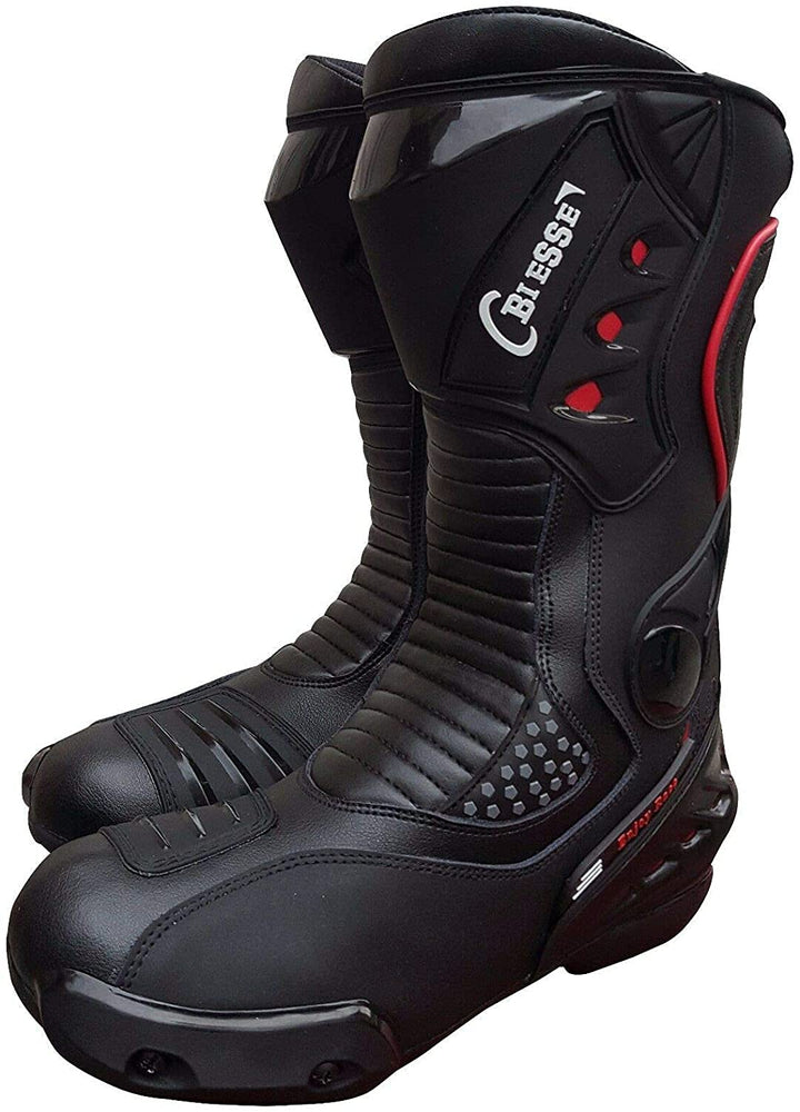 BI ESSE - Stiefel Motorradstiefel Modell Sport Rennstrecke Leder Professionelle Atmungsaktiv Schwarz