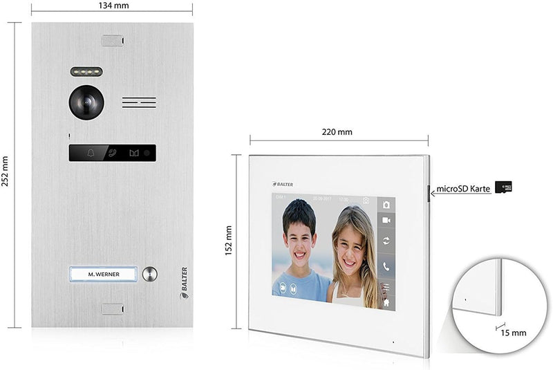 BALTER EVO Video Türsprechanlage ✓ 2 x Touchscreen 7 Zoll Monitor ✓ Smartphone App ✓ 2-Draht BUS ✓ T