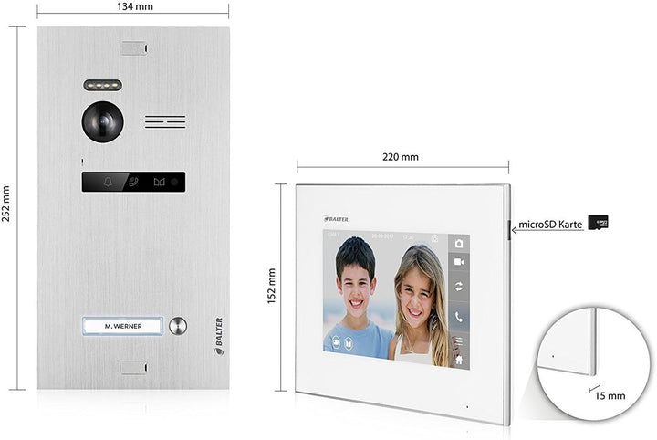 Balter EVO Video Türsprechanlage ✓ Touchscreen 7 Zoll Monitor ✓ Türstation für 2 Familienhaus Türkli