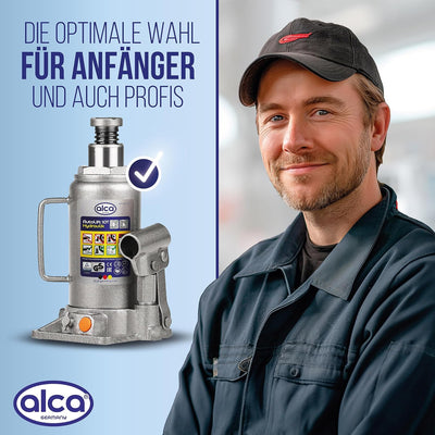 alca® Wagenheber Unterstellheber hydraulischer 10t Stempel-Wagenheber für LKW/PKW Hubhöhe 20,5-39cm