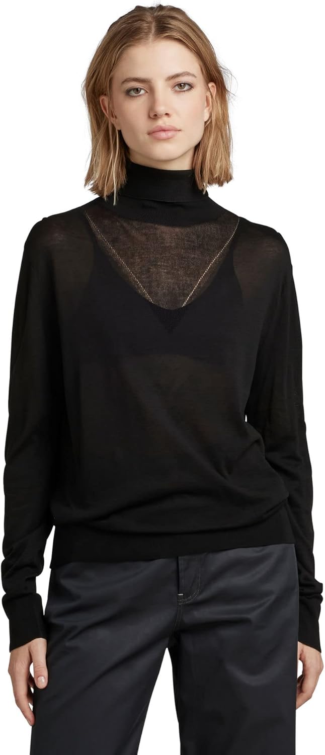 G-Star Damen Core Roll Neck Knitted Sweater XXS Schwarz (Dk Black D21961-d166-6484), XXS Schwarz (Dk