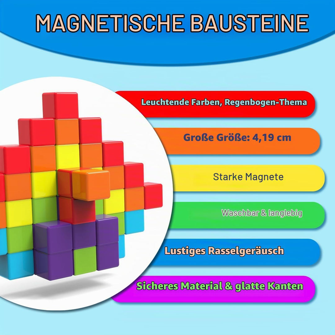 Pairez Toys Magnetische Bausteine, 1,65 Zoll grosse magnetische Stapelwürfel für Kleinkinder, sensor