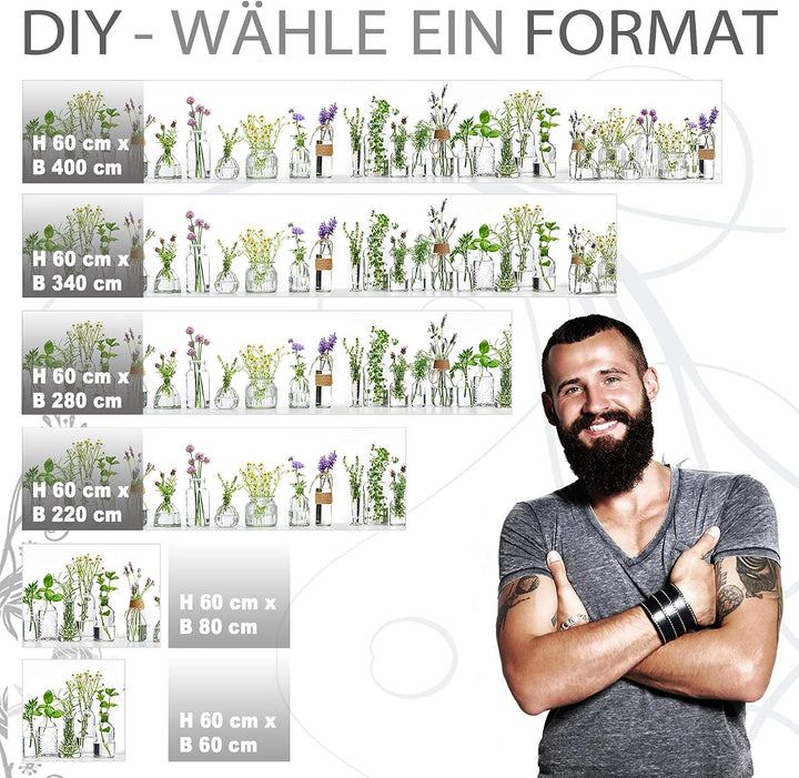 StickerProfis Küchenrückwand selbstklebend Pro KRÄUTERGLÄSER 60 x 280cm DIY - Do It Yourself PVC Spr