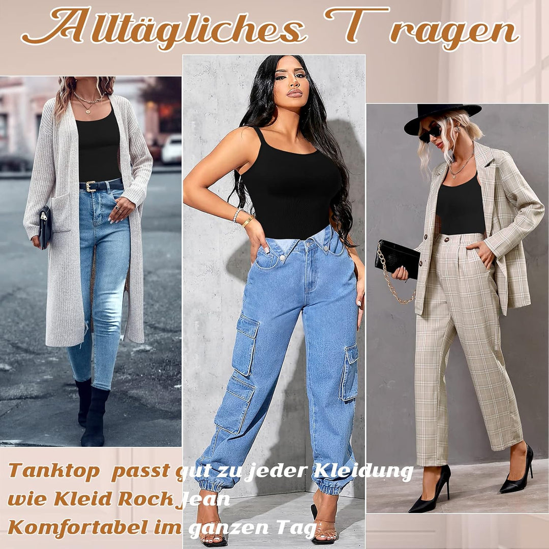 YARRCO Damen Shape Unterhemd Bauchweg Tanktop Shapewear Trägertop Spaghettiträger Shaping BH Hemd Bo