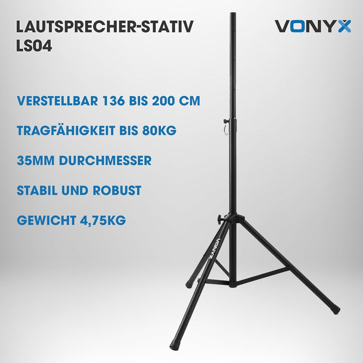 Vonyx Pro Lautsprecherständer (max. Last 80 kg) - Schwarz