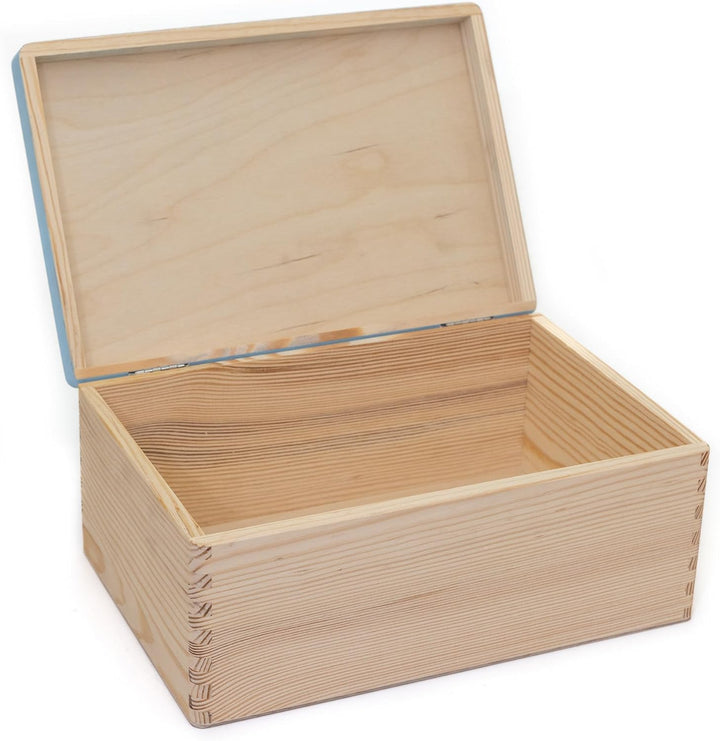Holzkiste 30 x 20 cm Aufbewahrungsbox Erinnerungskiste Kiste Holz Deckel (Blau), Blau