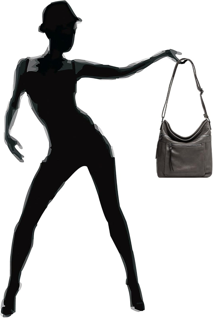 Caspar TS1070 sportlich elegante mittelgrosse Damen Crossbody Bag Umhängetasche Einheitsgrösse Dunke