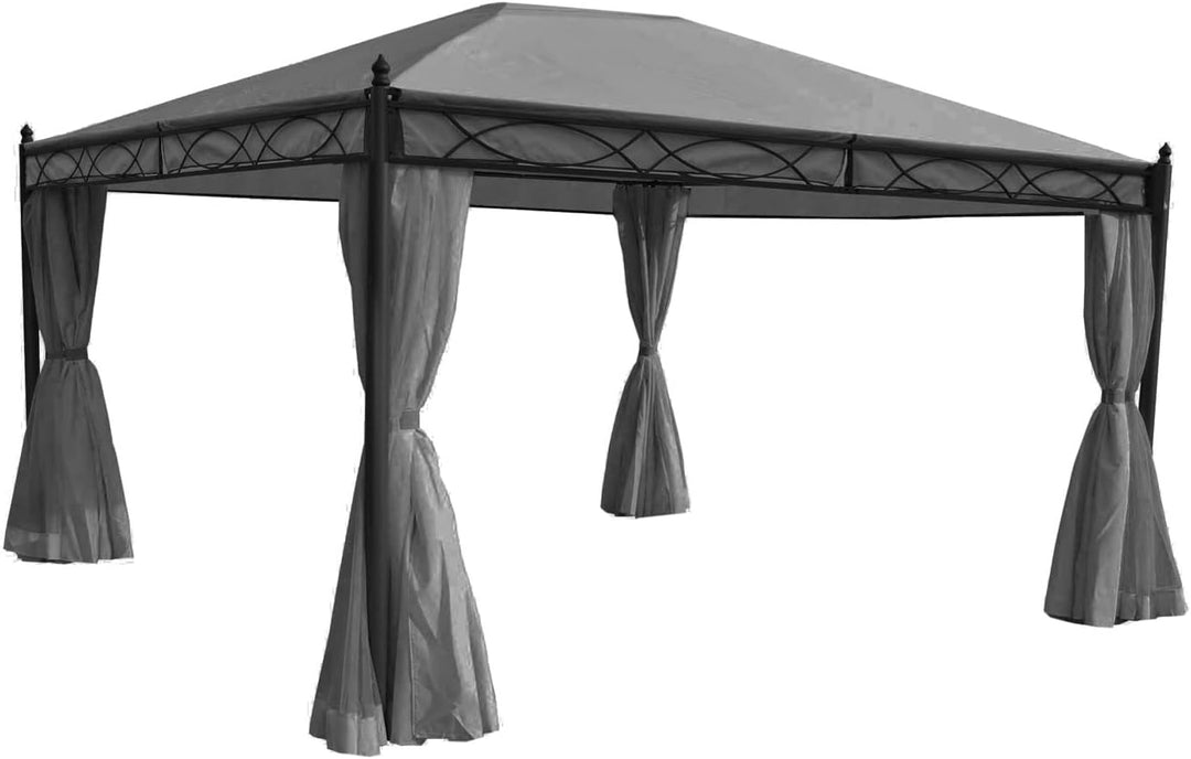 Mendler 4er-Set Seitenwand für Pergola Cadiz-AM, Polyester - grau | Ersatzseitenwand Pavillon, 4x3m,