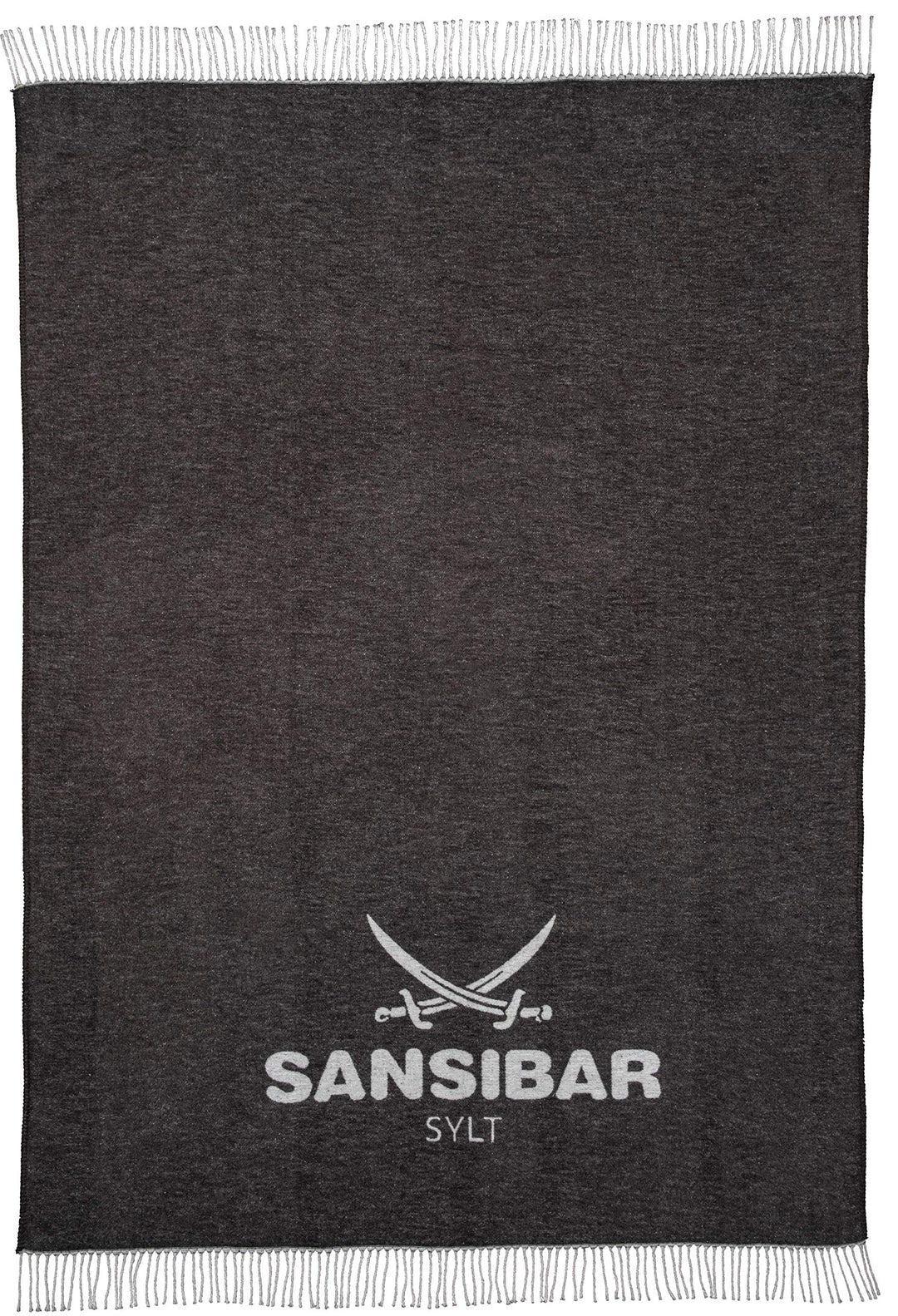 Sansibar Wohndecke mit Fransen Jacquard Scotch Decke Tagesdecke Überwurf 150x200 cm Grau/Weiss ca.15