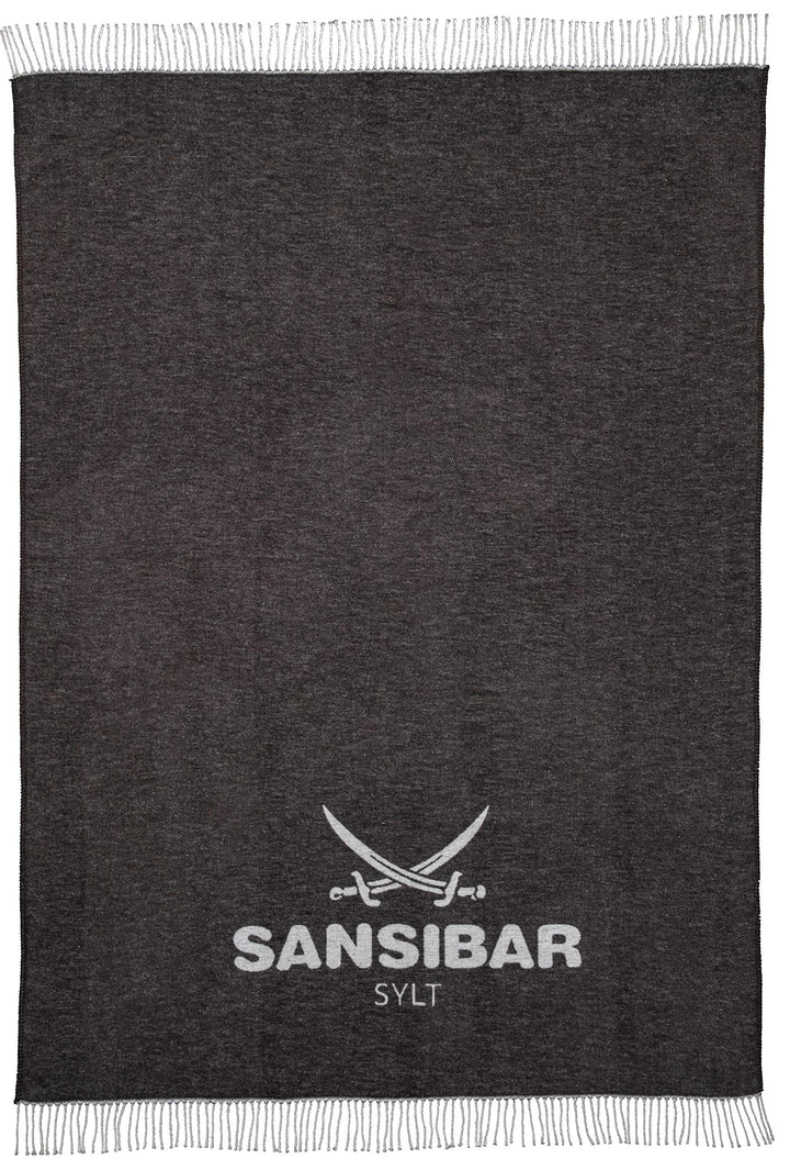 Sansibar Wohndecke mit Fransen Jacquard Scotch Decke Tagesdecke Überwurf 150x200 cm Grau/Weiss ca.15