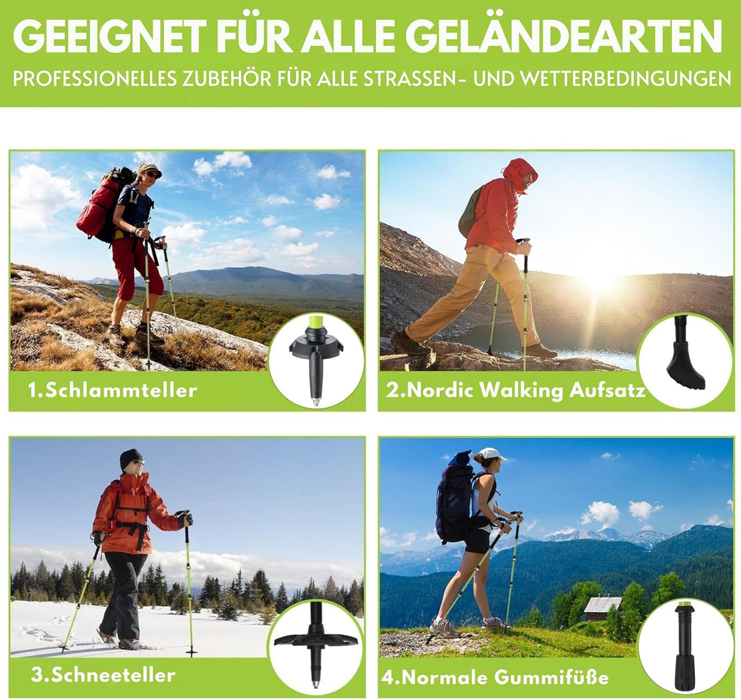 Wanderstöcke Teleskop aus Carbon & Aluminium - Nordic Walking Stöcke mit Korkgriff für Damen & Herre