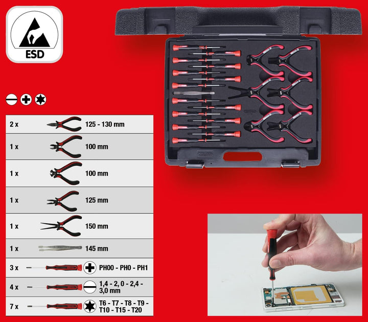 KS Tools 500.7190 Feinmechanik-Werkzeug-Satz, 21-tlg.
