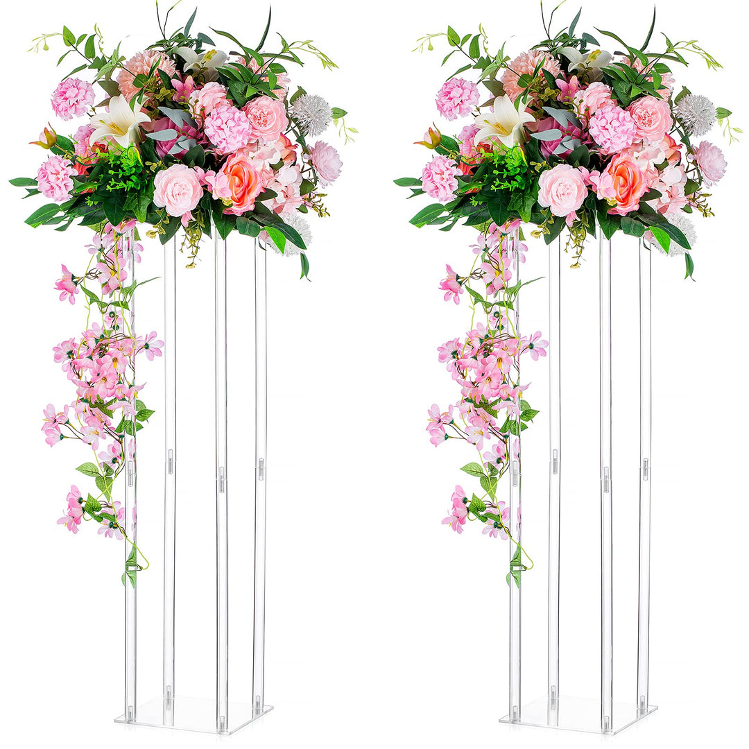 Nuptio 2 Stück Hochzeit Tischdekoration Vase 80cm Hohe Acrylblumen Bodenvase Spalte Blumenarrangemen