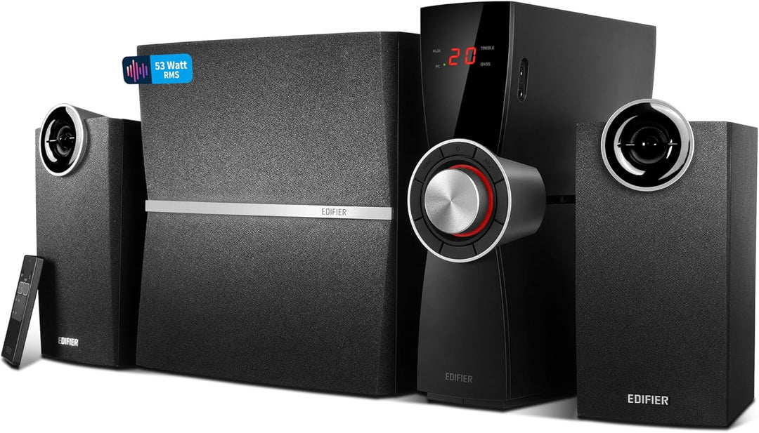 EDIFIER C2XD 2.1 Lautsprechersystem (53 Watt) mit Infrarot-Fernbedienung und optischem Eingang, C2XD
