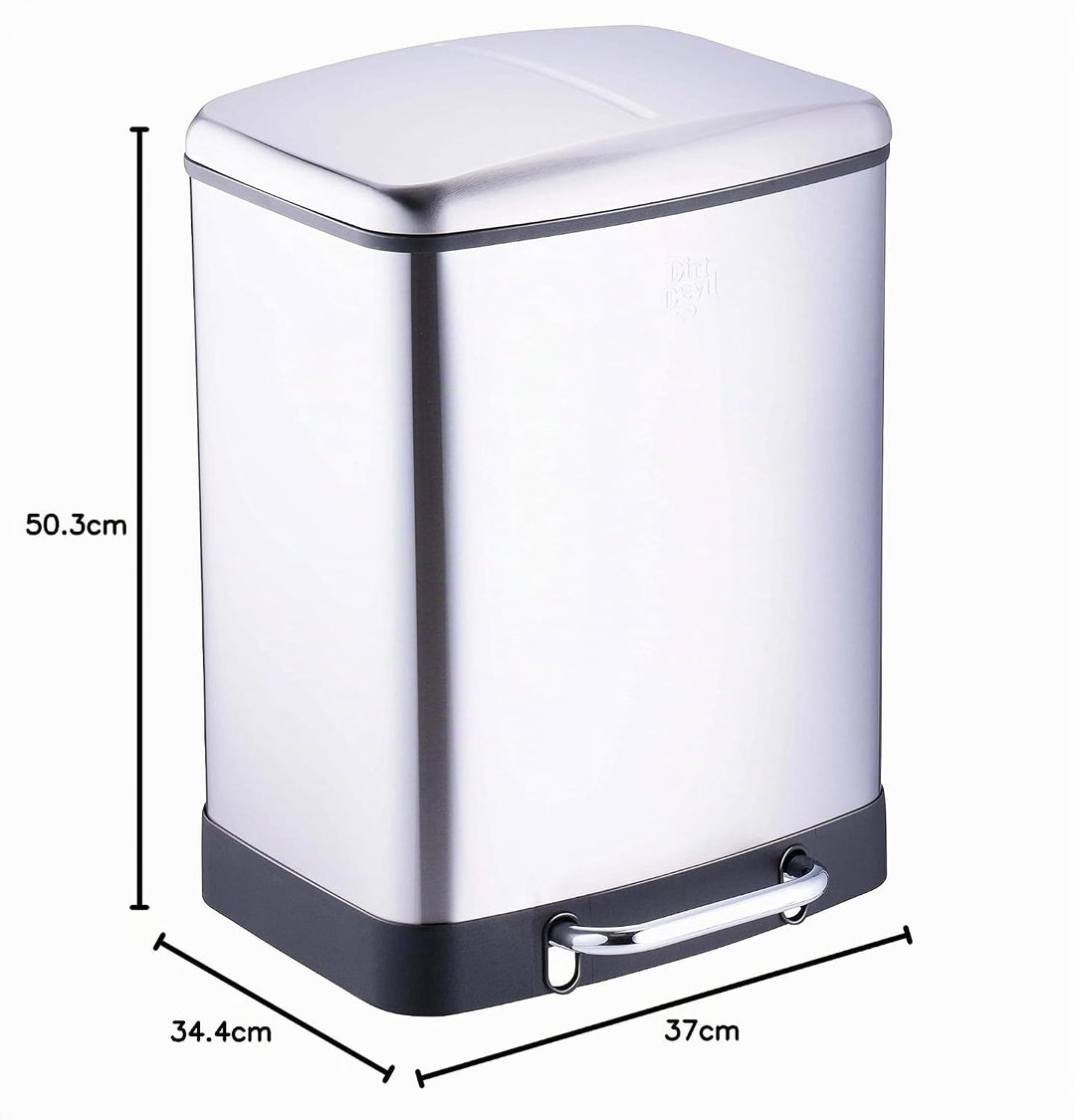 Dirt Devil Tretmülleimer 2 x 12L – Mülleimer 2 Fächer – Mülltrennsystem - Abfalleimer mit Soft Close