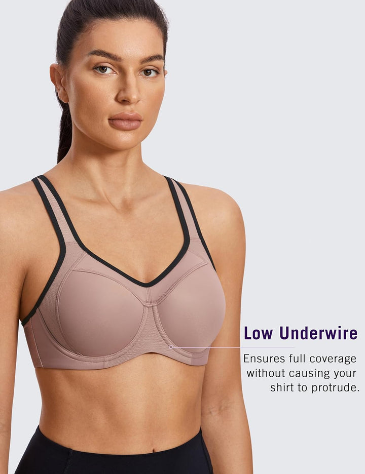 SYROKAN Damen Sport BH Starker Halt- Bügel Push Up Ringerrücken Gepolstert Fitness BH 70E Backstein,