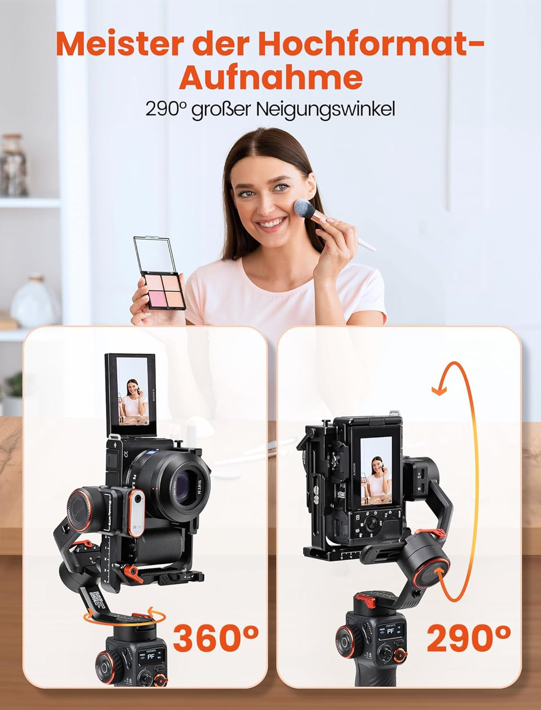 Hohem iSteady MT2 Kit, Gimbal Kamera, 3-Achsen Gimbal Stabilizer für Kamera Spiegellose Action Cam S
