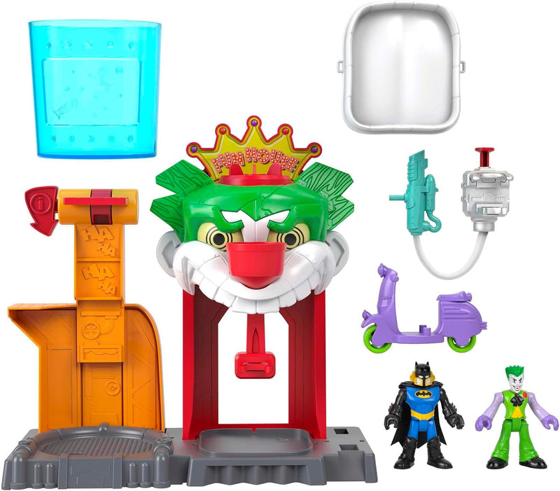 IMAGINEXT DC Super Friends Batman-Spielset - Joker-Haus mit Figuren, die in warmem und eiskaltem Was