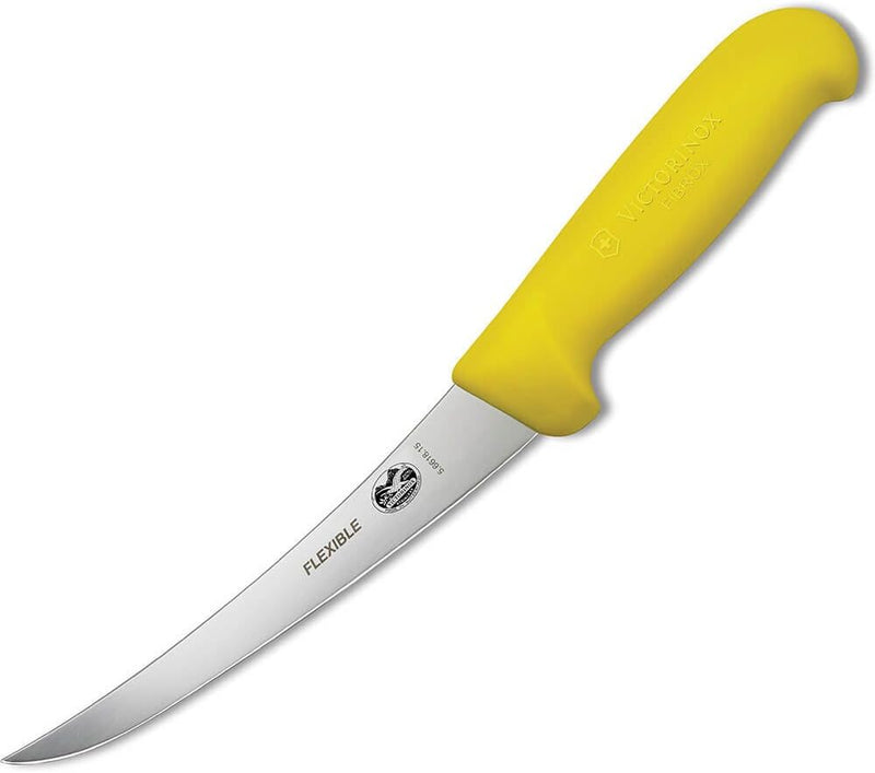 Victorinox Fibrox Ausbeinmesser, Swissmade, 15cm Gebogen/Schmal/Flexibel Klinge, Rutschfest, Rostfre
