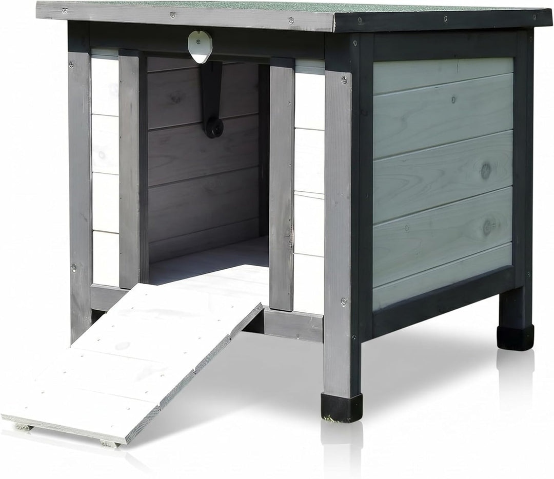 Mucola Katzenhaus Winterfest mit klappbarem Deckel und Rampe 50x45x43cm Katzenhütte Outdoor Wurfkist