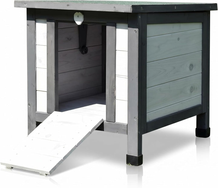 Mucola Katzenhaus Winterfest mit klappbarem Deckel und Rampe 50x45x43cm Katzenhütte Outdoor Wurfkist