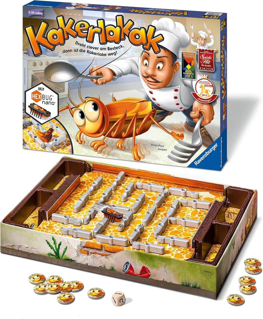Ravensburger 22212 - Kakerlakak - Aktionsspiel mit elektronischer Kakerlake für Gross und Klein, Fam