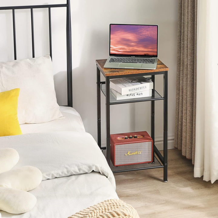 YMYNY 2er Set Beistelltische, Nachttisch mit Regalen, Telefontisch, Industriestil, Mesh verstellbar,