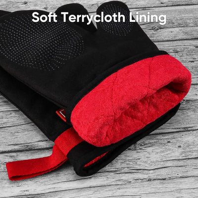 Coziselect Ofenhandschuhe, Hitzebeständige Handschuhe, Silikon Anti-Rutsch Design, Magnetisches Desi
