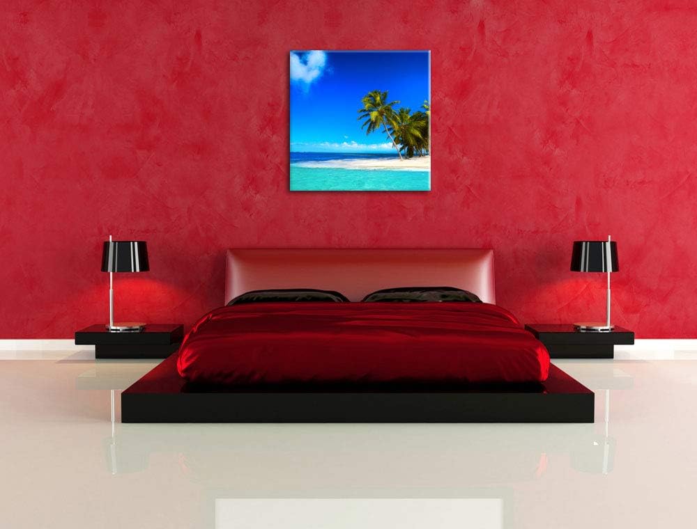 Pixxprint Herz aus Wolken über dem Meer, Format: 70x70 auf Leinwand, 70x70