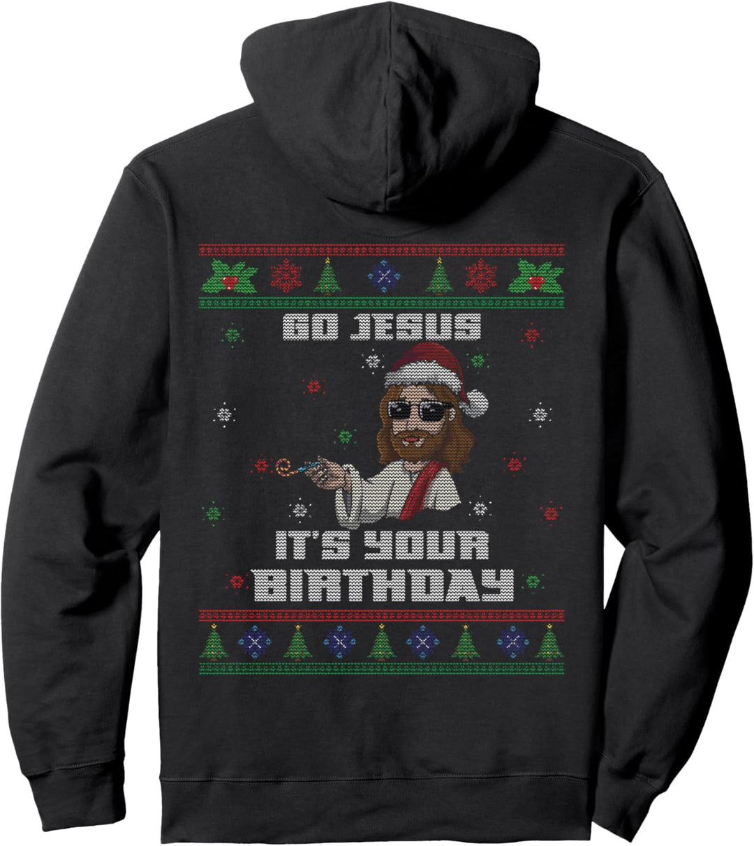 Happy Birth Go Jesus Christus Christian Funny Ugly Christmas Pullover Hoodie