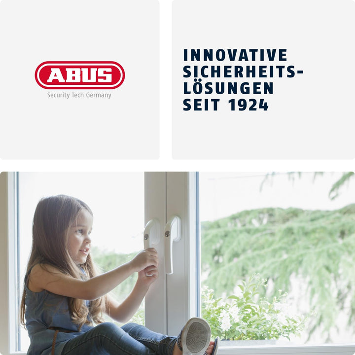 ABUS Abschliessbarer Fenstergriff FG300A AL0125 - Fensterknauf mit Druckzylinder und Alarmfunktion,
