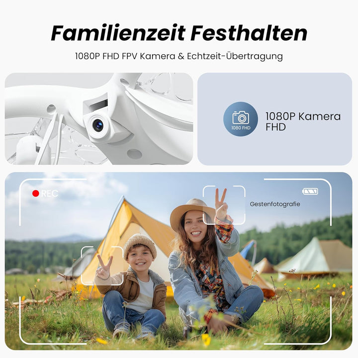 Ameta Morpho Drohne mit Kamera für Kinder, 1080P HD FPV Drone für Anfänger, RC Quadrocopter mit 32 R