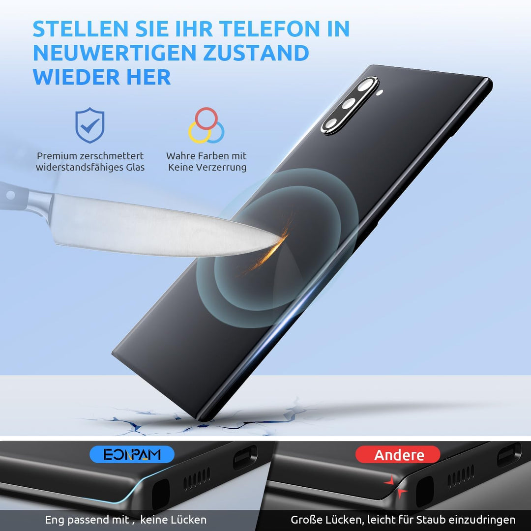 Eonpam Akkudeckel für Samsung Galaxy Note 10 N970 Rückseite Glas Original Backcover Back Glas Ersatz