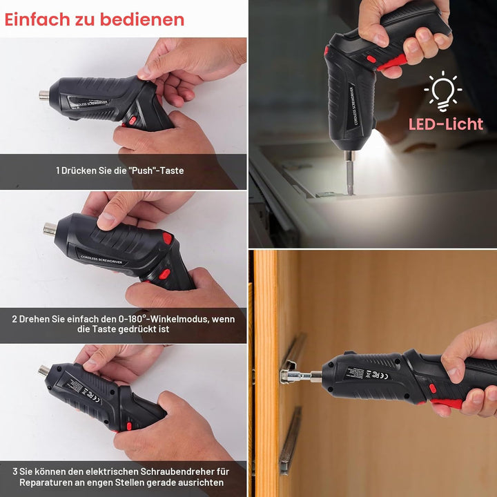 Akkuschrauber Klein 3.6V: 47PCS Mini akkuschrauber mit 1300mAh Akku USB-C Wiederaufladbar, 2-in-1 Di