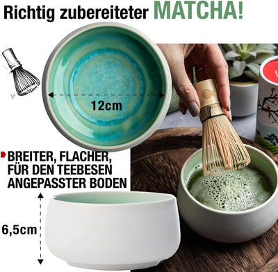 Origeens MATCHA TEE SET mit Matcha Besen, Matcha Schale aus Keramik, BIO Matcha Tee aus Japan | Hand