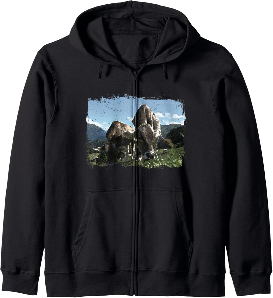 Landwirt Kuh Grauvieh Rind Tier Natur Wiese Bauer Geschenk Kapuzenjacke