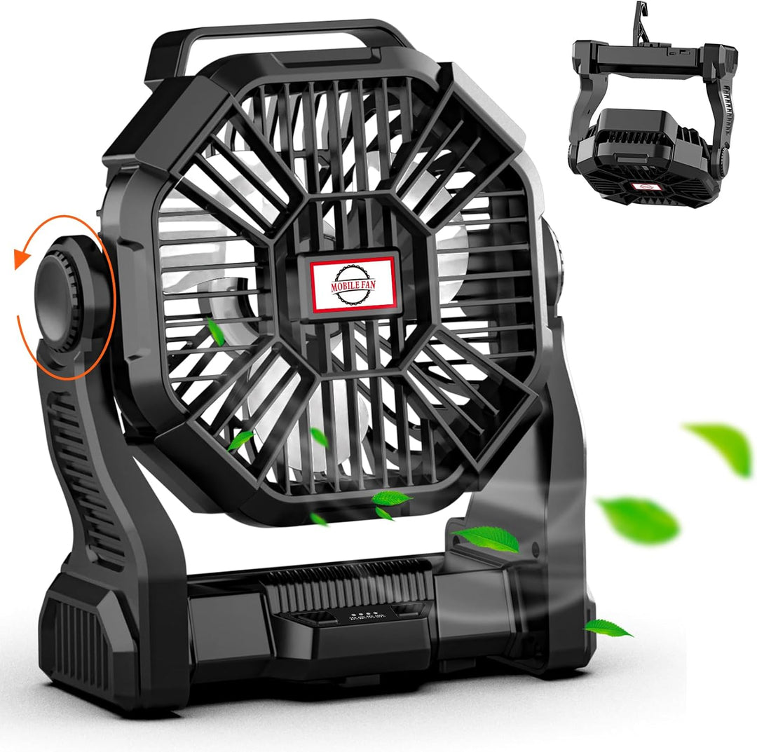 Sendowtek Camping Ventilator mit 10400mAh Akku Zeltventilator mit Typ-C Eingang USB Ausgang Leise Tr
