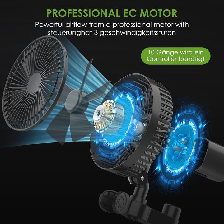 Dreamhigh Clip Ventilator Grow, 3 Geschwindigkeitsstufen Grow Ventilator Oszillierend Leise Klein fo