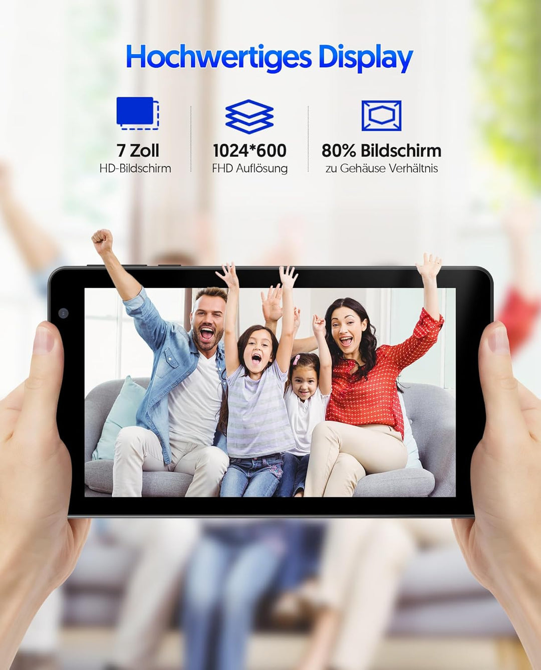 BAKEN 7 Zoll Tablet, Android 14 Tablet with 8GB RAM+64GB ROM 1 TB Erweiterung, Qcta Core Prozessor T