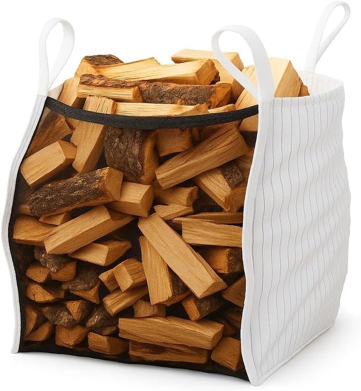 Woodbag Holz Big Bag Netzgewebe und Lüftungsgewebe mit Ventilationsstreifen mit Sternboden 100x100x1